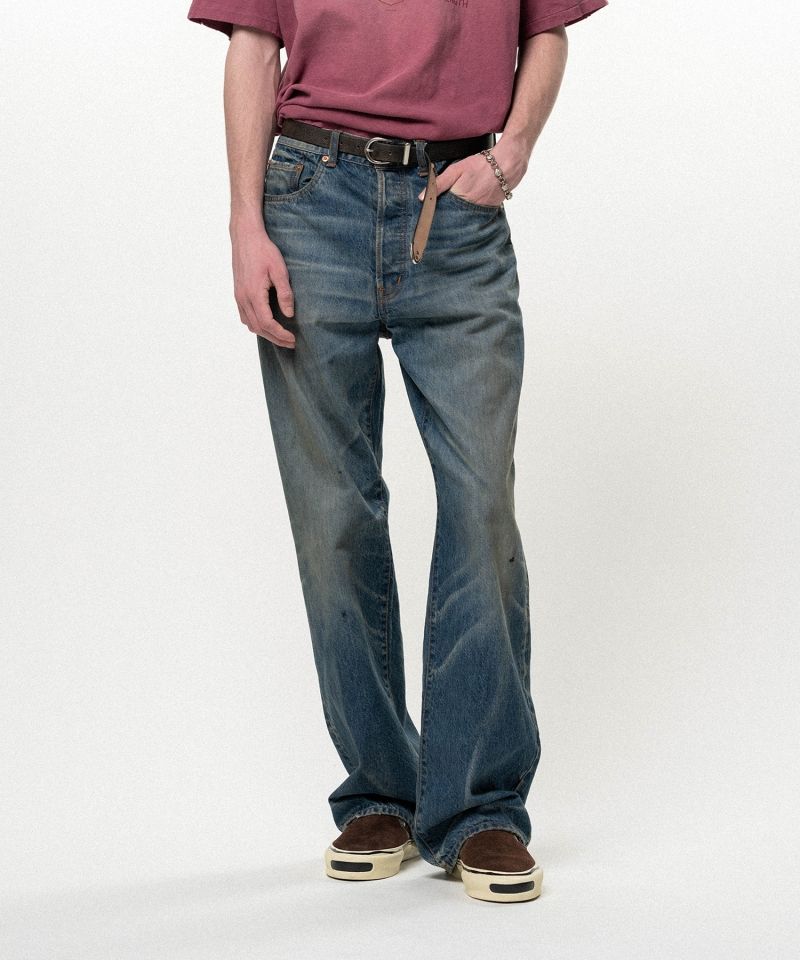 Distressed Straight Denim Pants