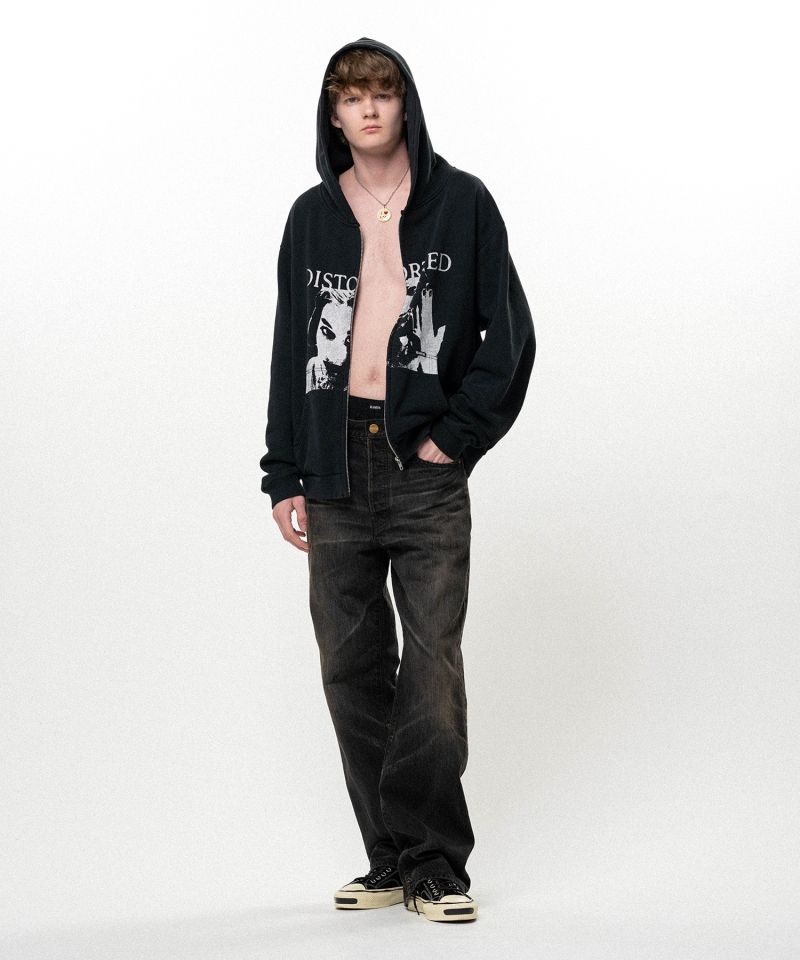 Distressed Straight Denim Pants