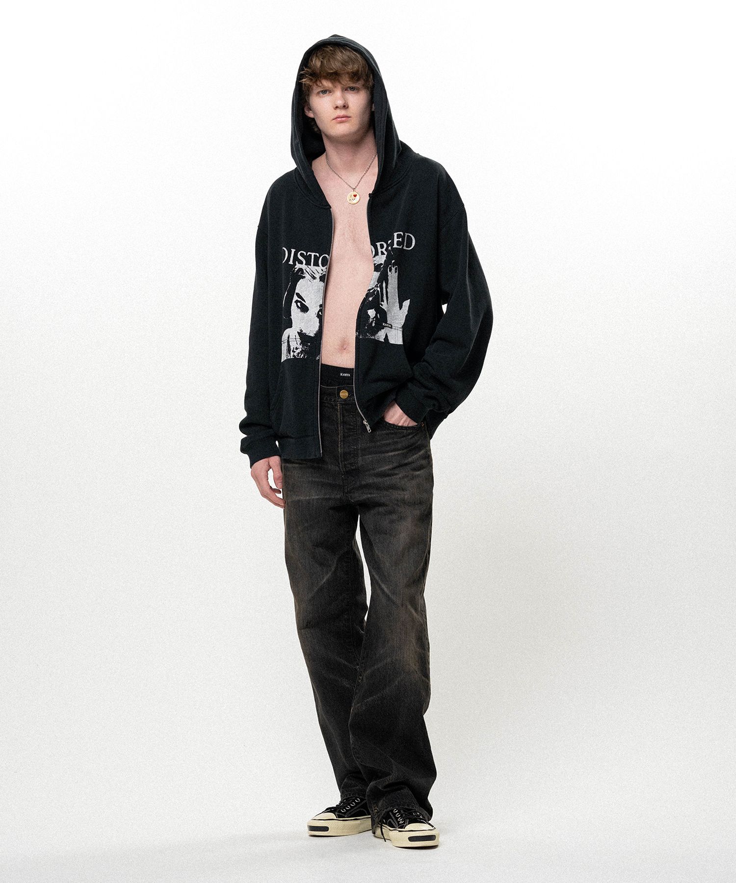 Distressed Straight Denim Pants
