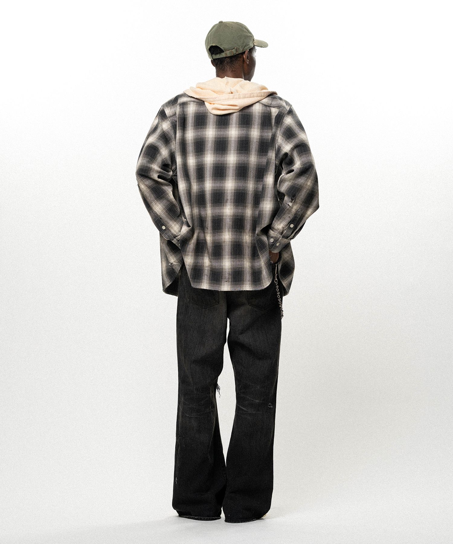 Repaired Wide Bootcut Denim Pants