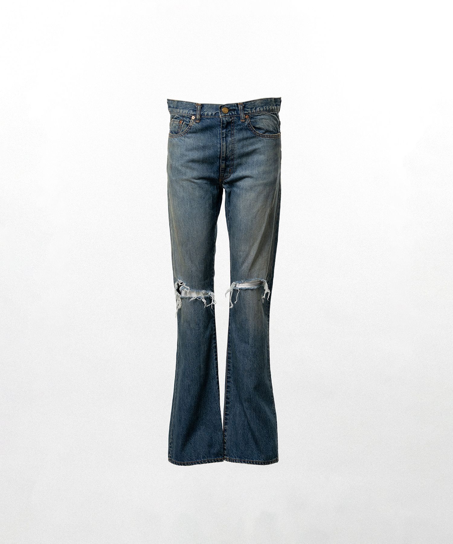 Distressed Slim Bootcut Denim Pants