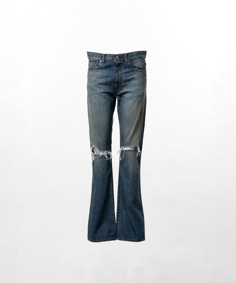 Distressed Slim Bootcut Denim Pants