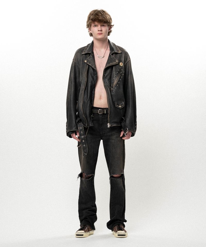 Distressed Slim Bootcut Denim Pants