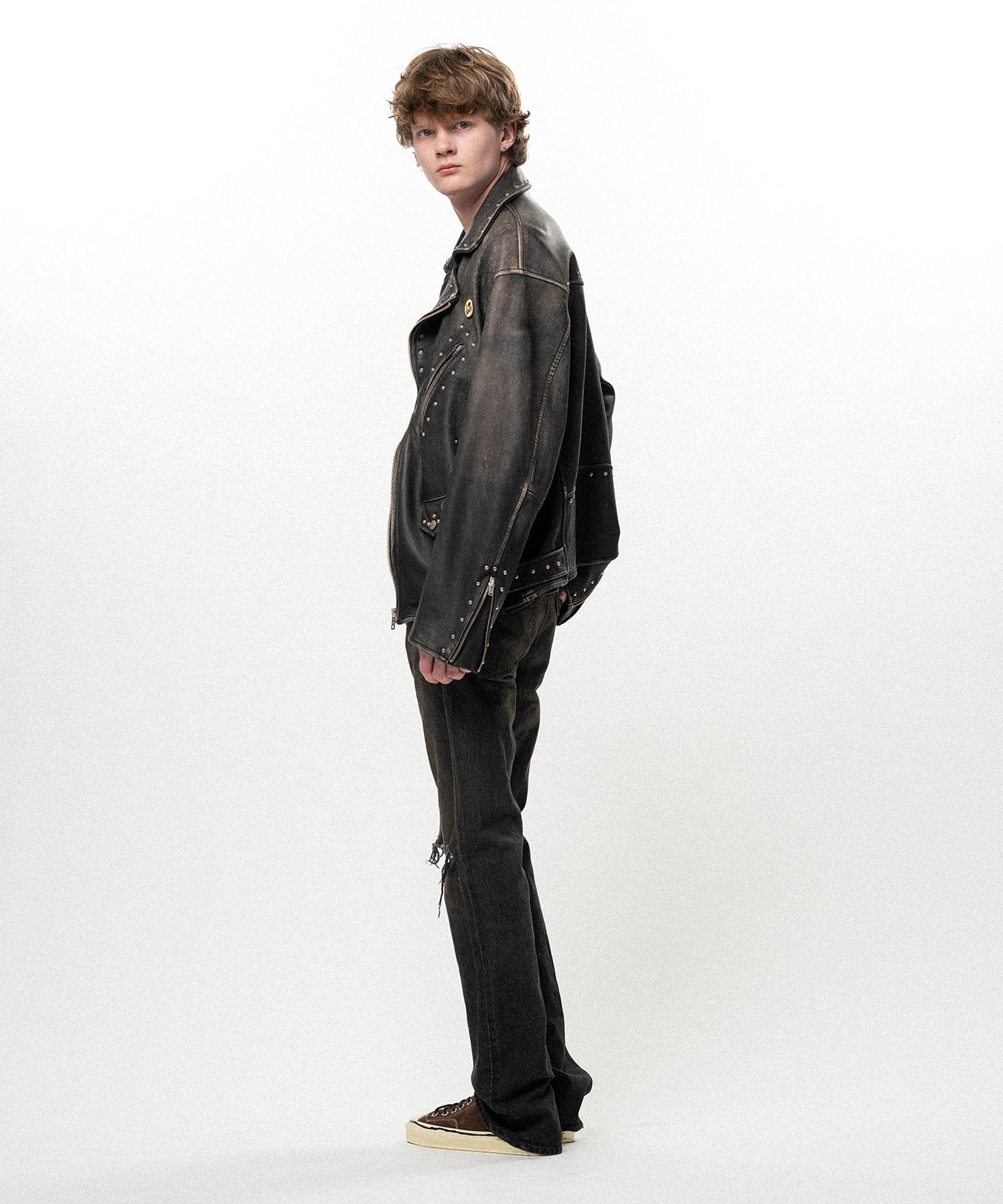 Distressed Slim Bootcut Denim Pants