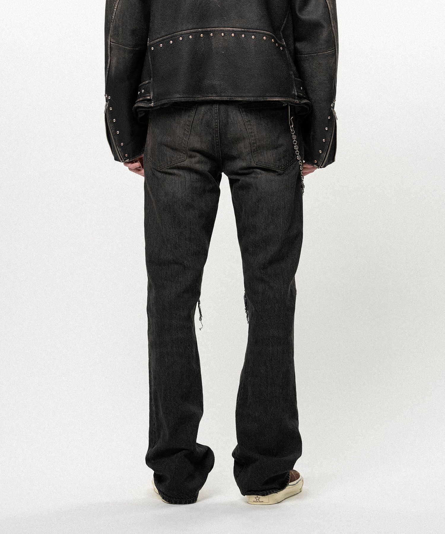 Distressed Slim Bootcut Denim Pants