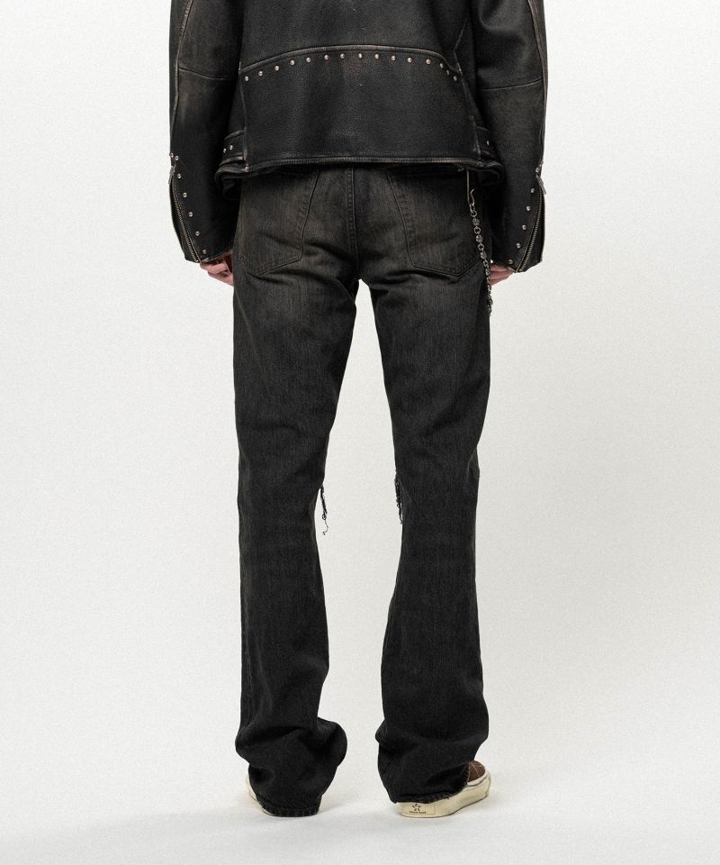 Distressed Slim Bootcut Denim Pants