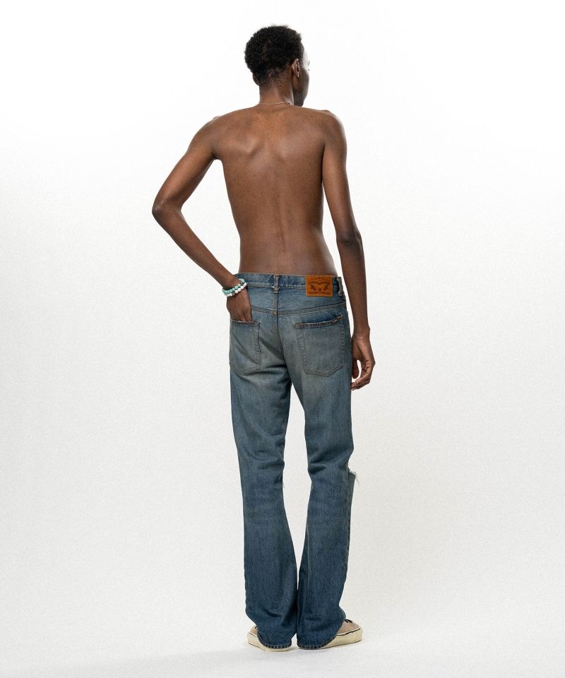 Distressed Slim Bootcut Denim Pants