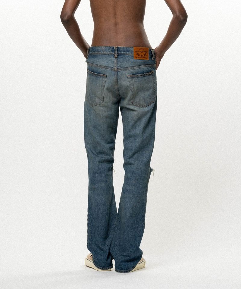 Distressed Slim Bootcut Denim Pants