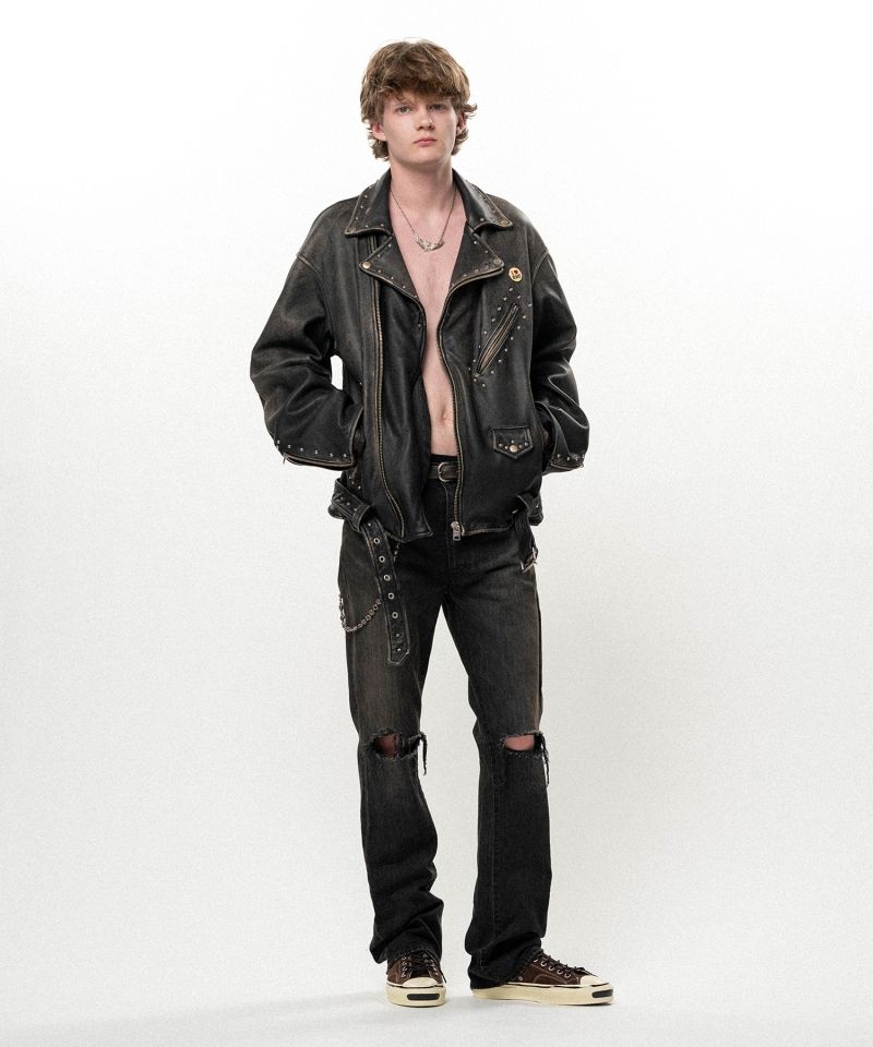 Distressed Slim Bootcut Denim Pants