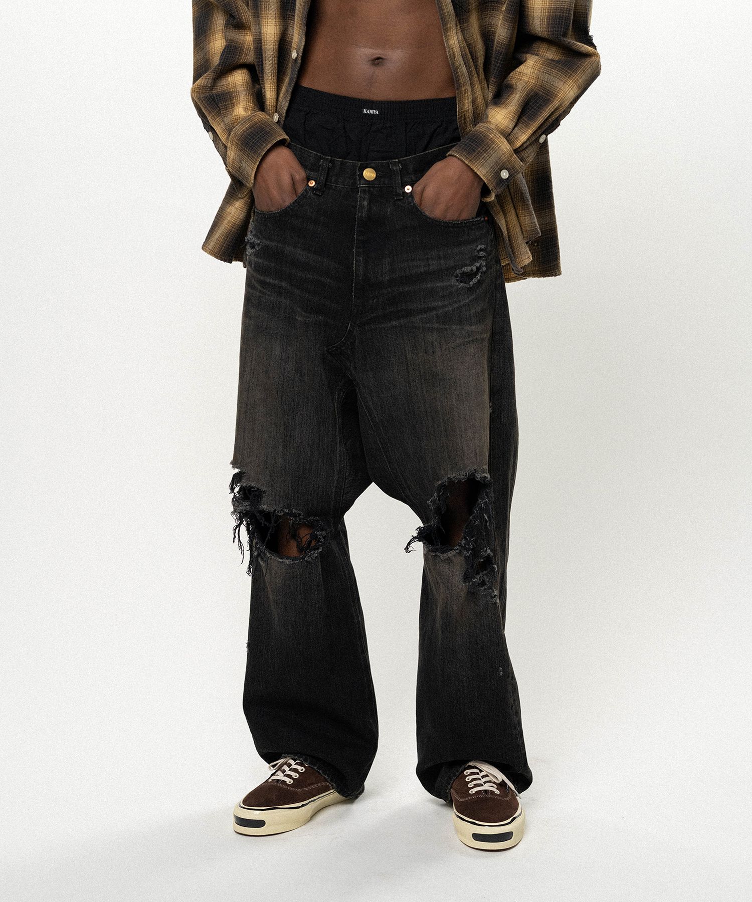 Distressed Sarouel Denim Pants