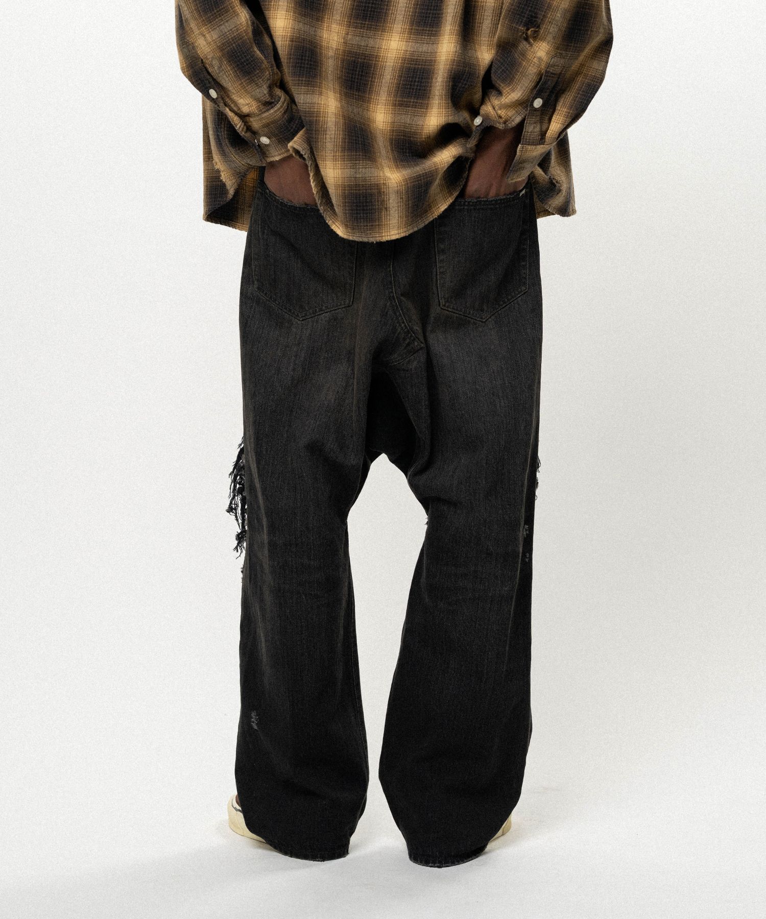 Distressed Sarouel Denim Pants