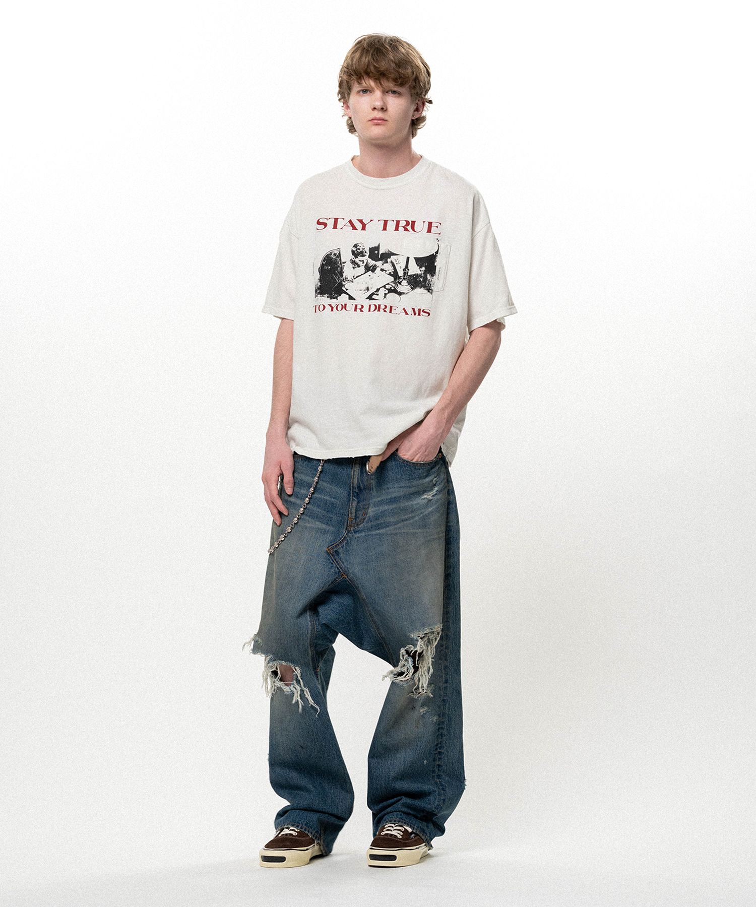 Distressed Sarouel Denim Pants