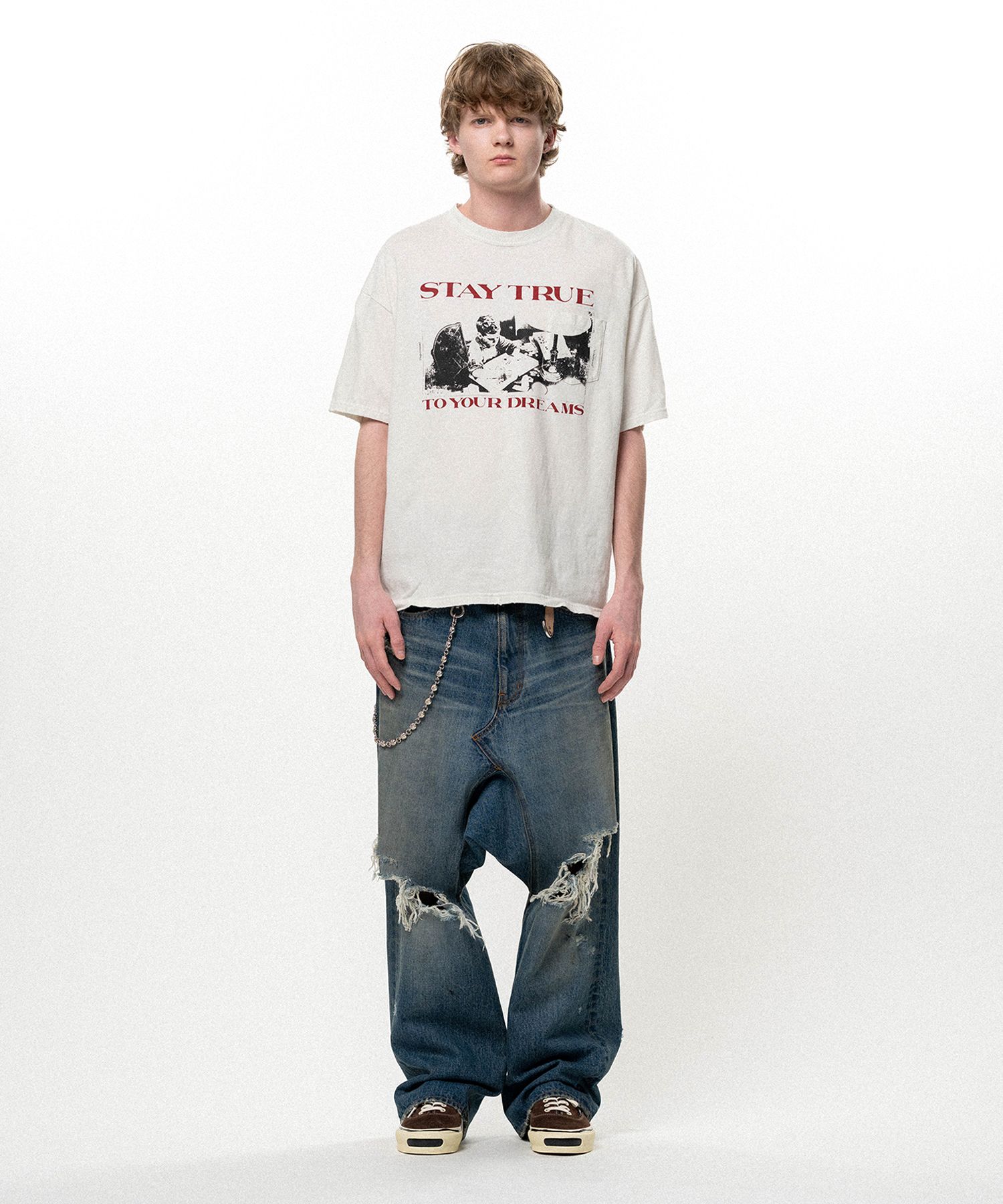 Distressed Sarouel Denim Pants