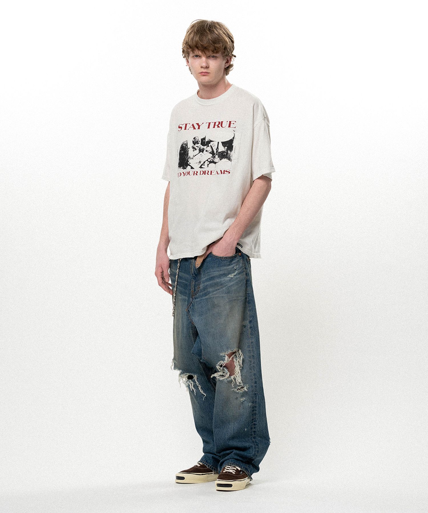 Distressed Sarouel Denim Pants