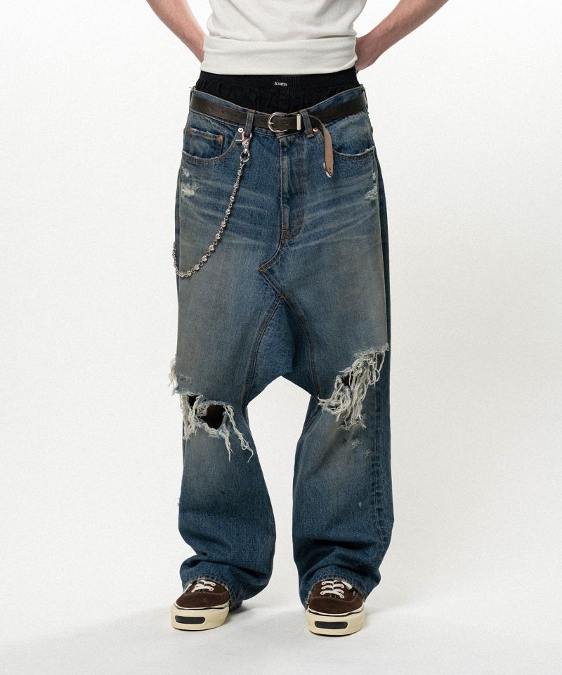 Distressed Sarouel Denim Pants