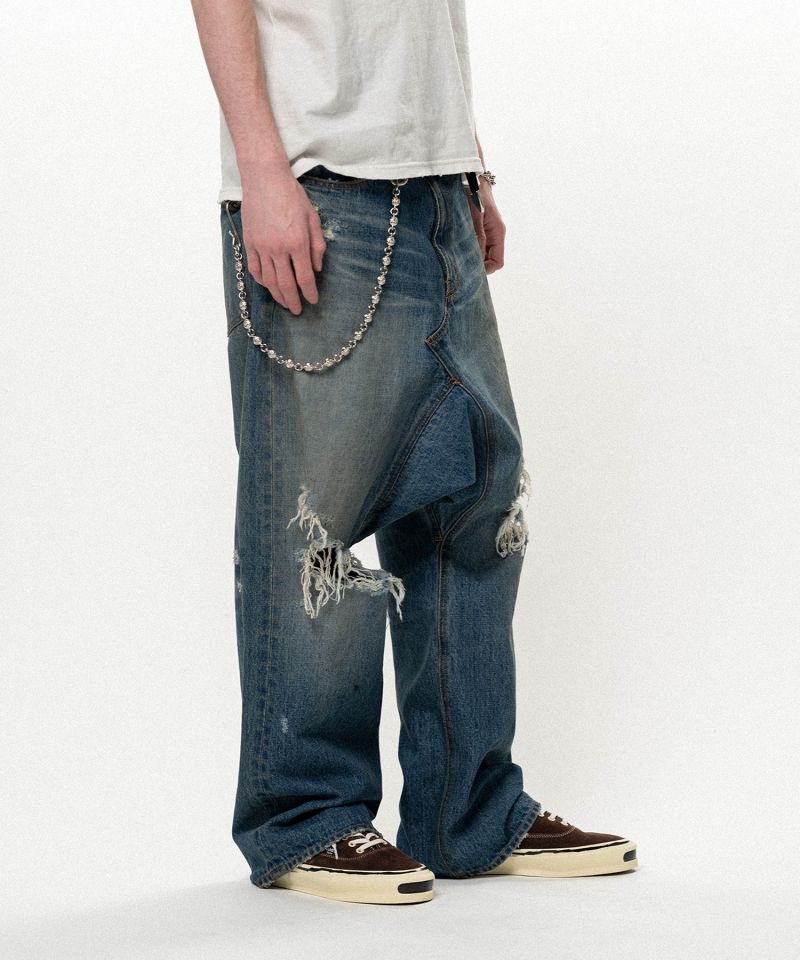 Distressed Sarouel Denim Pants