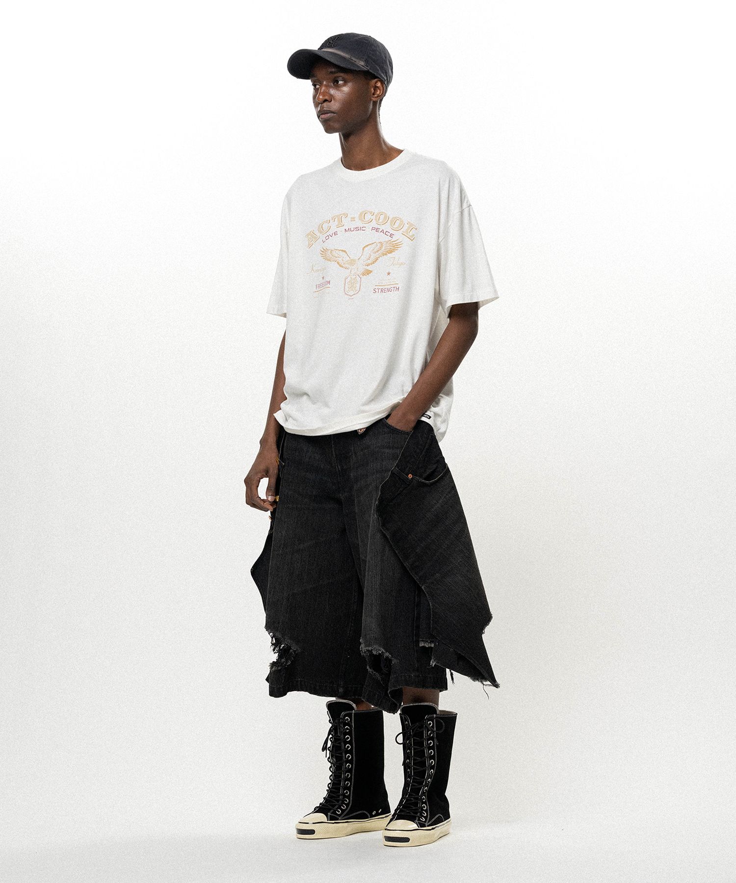Repaired Layered Denim Shorts