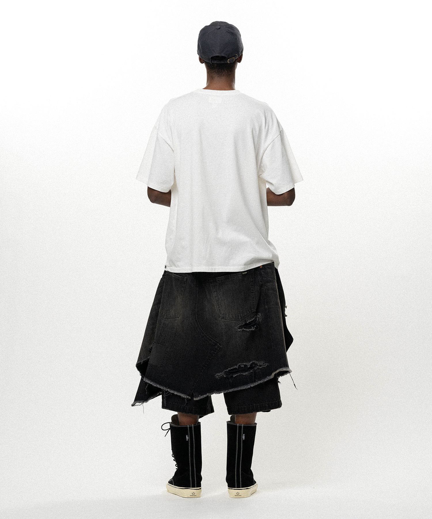 Repaired Layered Denim Shorts