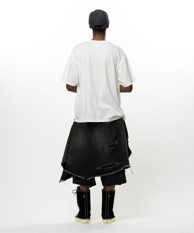 Repaired Layered Denim Shorts