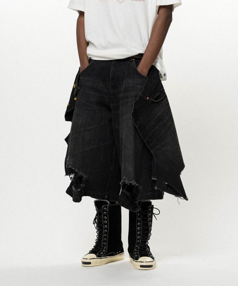 Repaired Layered Denim Shorts