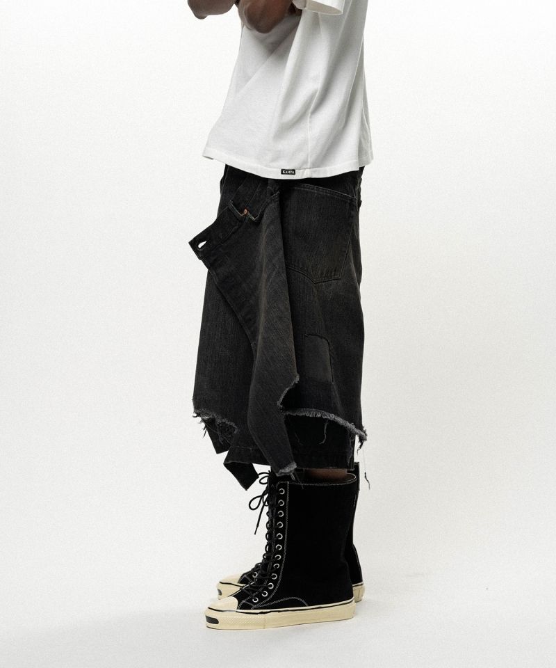 Repaired Layered Denim Shorts