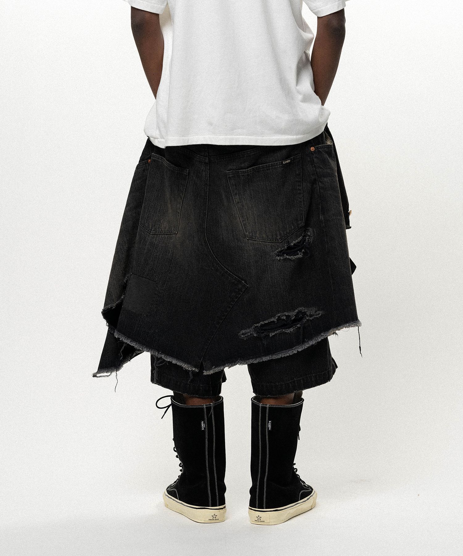 Repaired Layered Denim Shorts