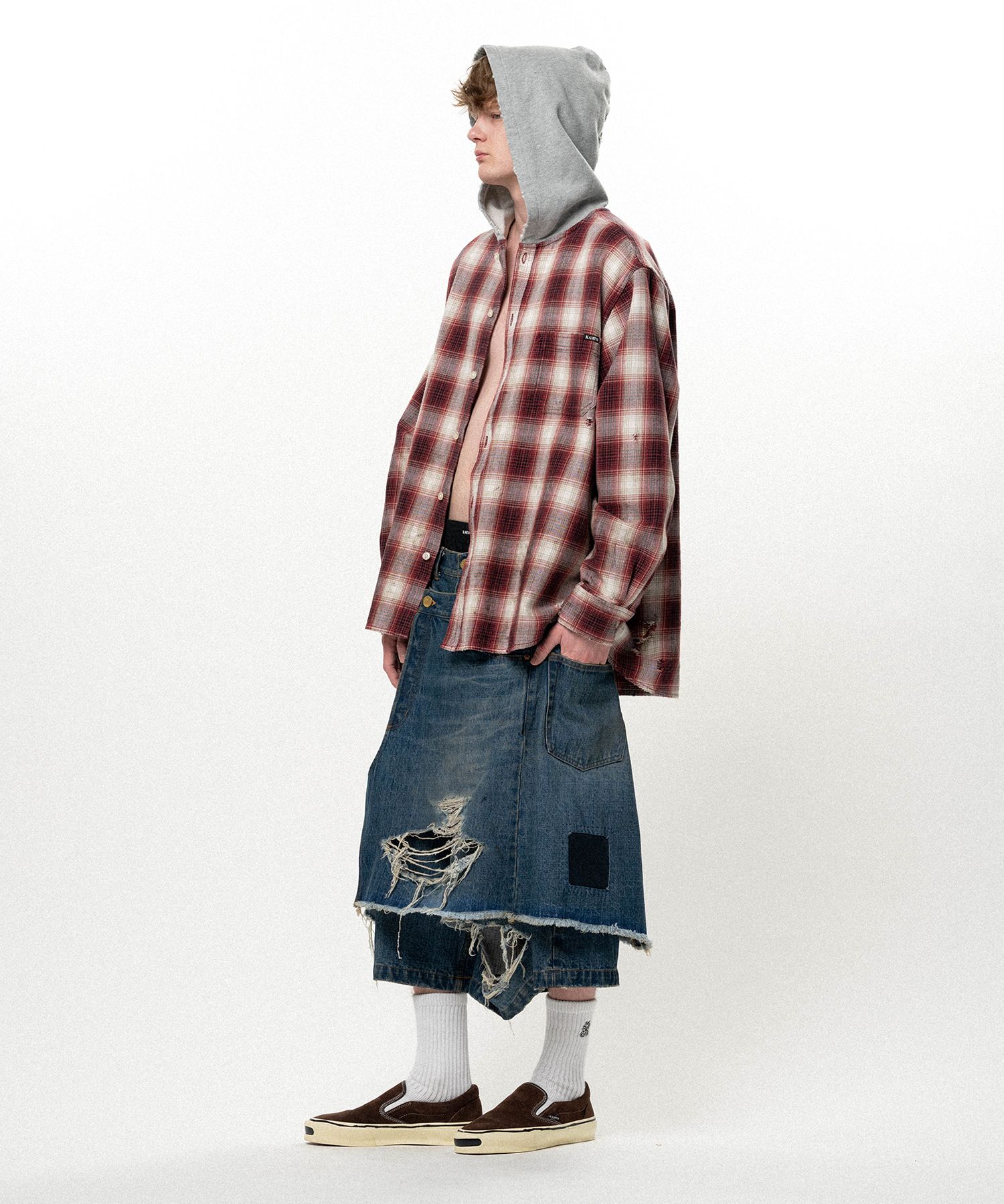 Repaired Layered Denim Shorts