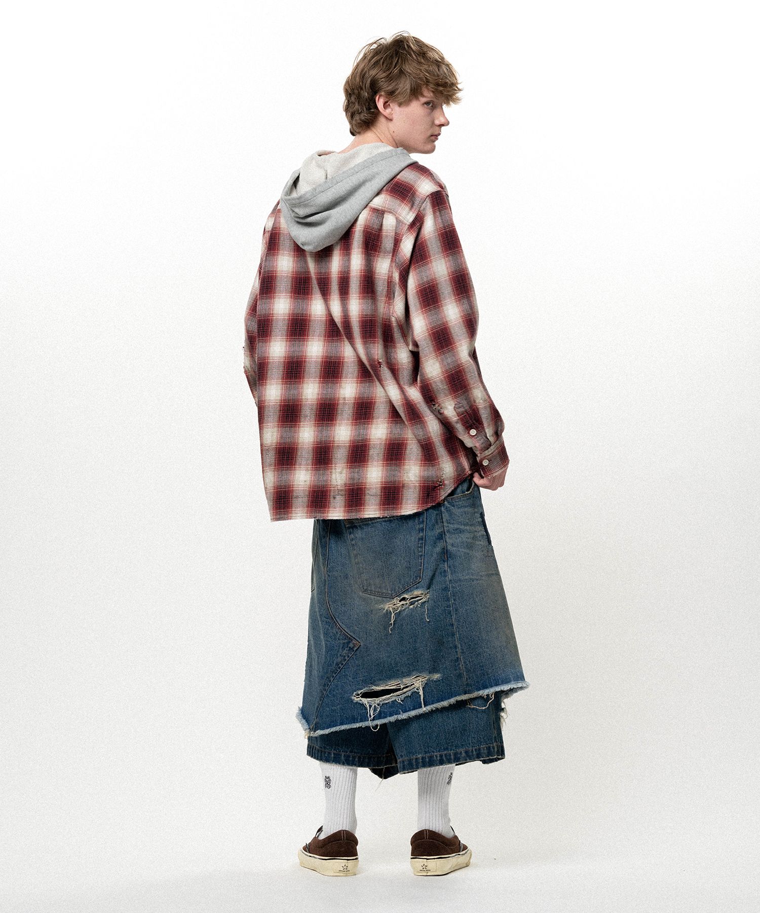 Repaired Layered Denim Shorts