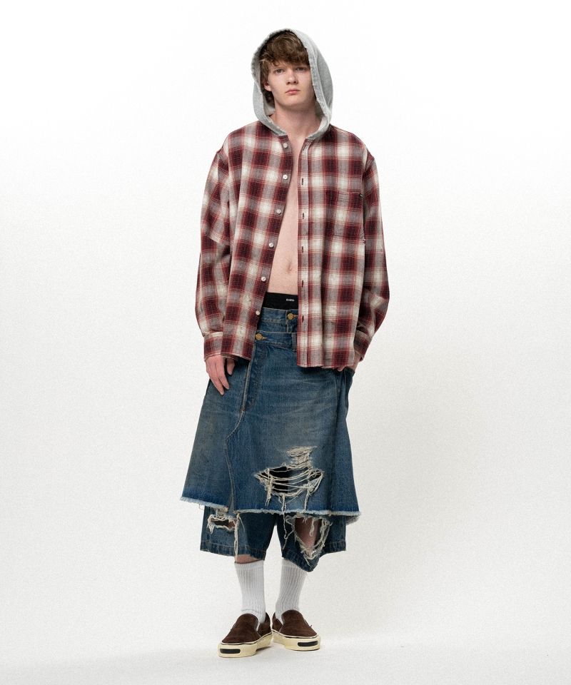 Repaired Layered Denim Shorts
