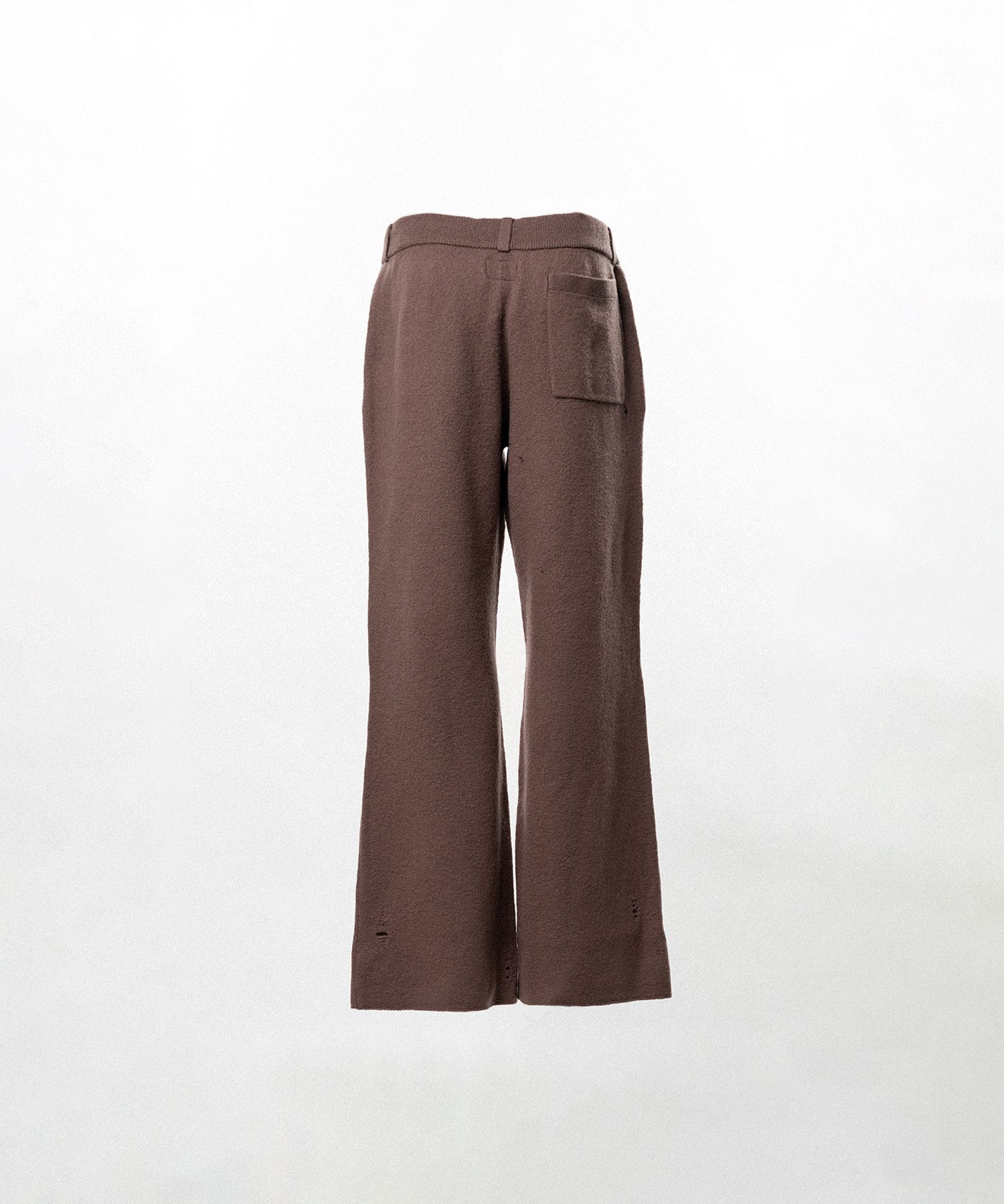 Embroidered Felted Wool Knit Bootcut Pants