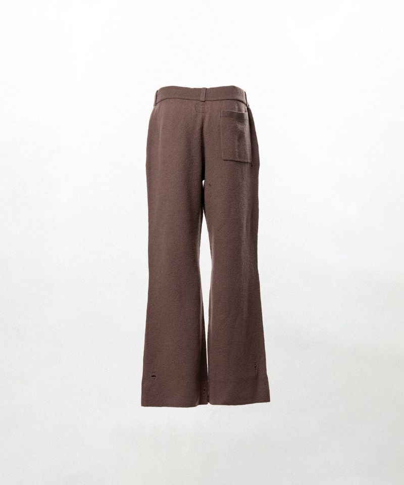 Embroidered Felted Wool Knit Bootcut Pants