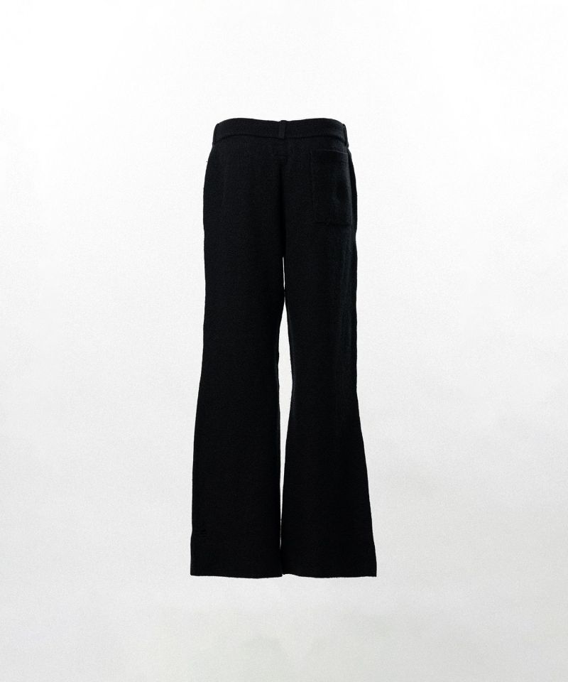 Embroidered Felted Wool Knit Bootcut Pants