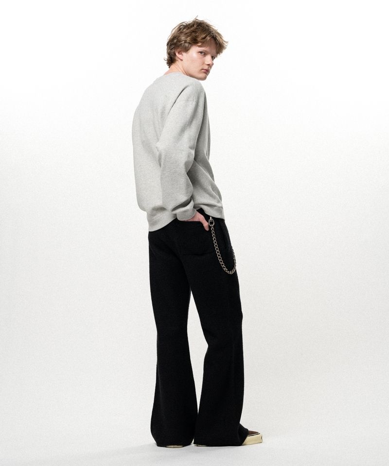 Embroidered Felted Wool Knit Bootcut Pants