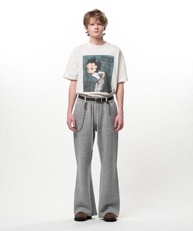 Embroidered Felted Wool Knit Bootcut Pants