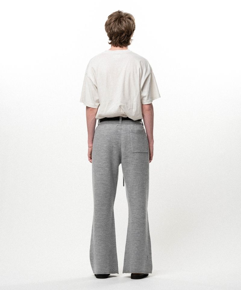 Embroidered Felted Wool Knit Bootcut Pants