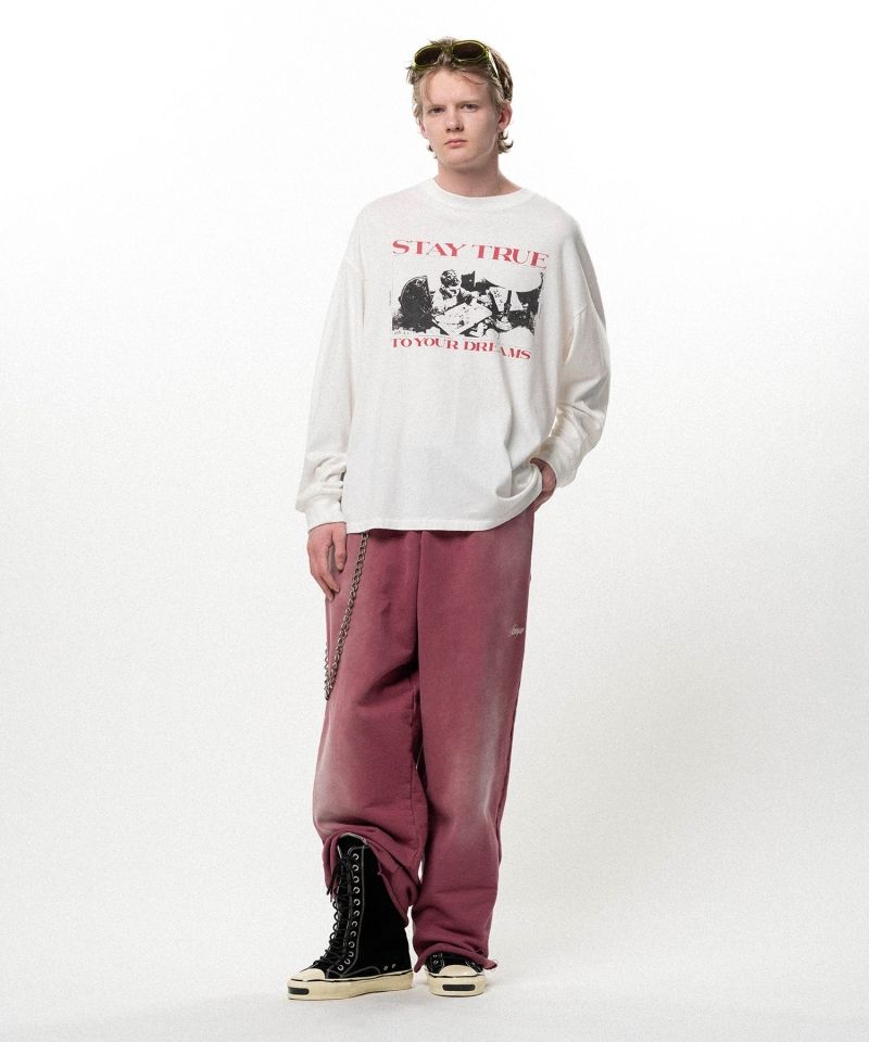 Embroidered Wide Sweat Pants