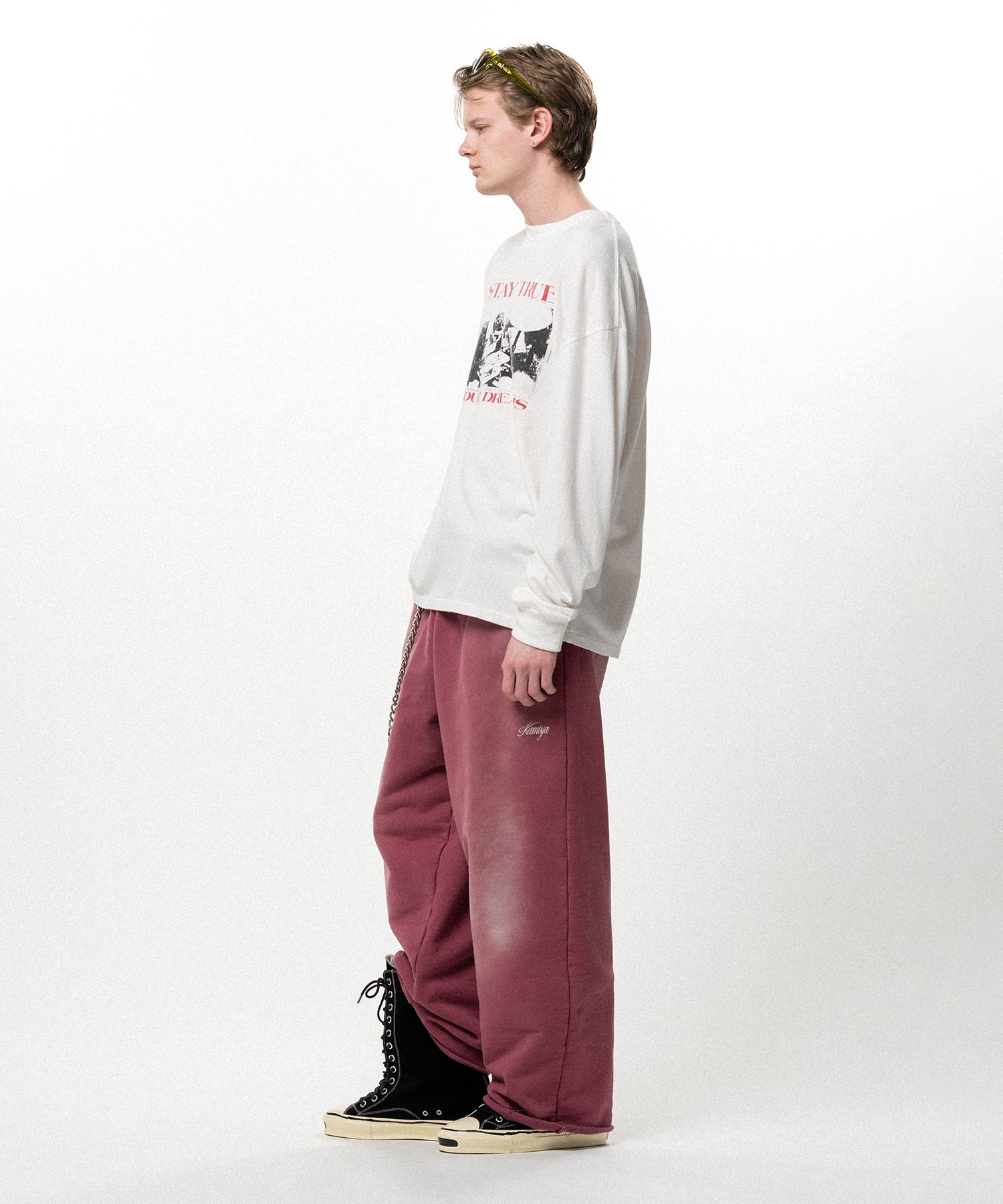 Embroidered Wide Sweat Pants