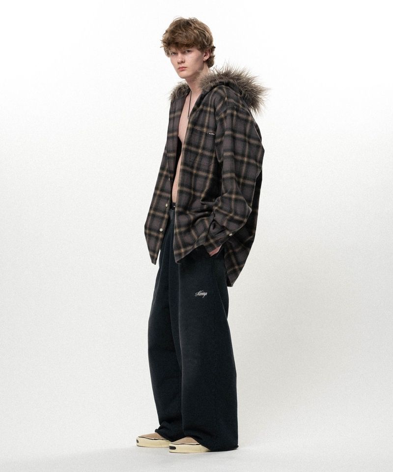 Embroidered Wide Sweat Pants