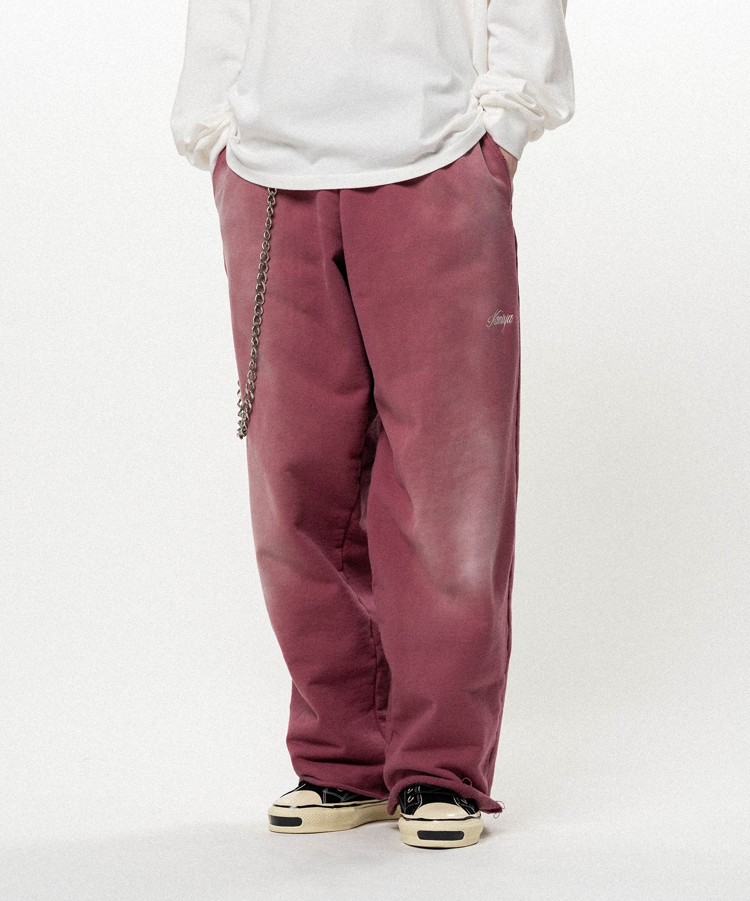 Embroidered Wide Sweat Pants