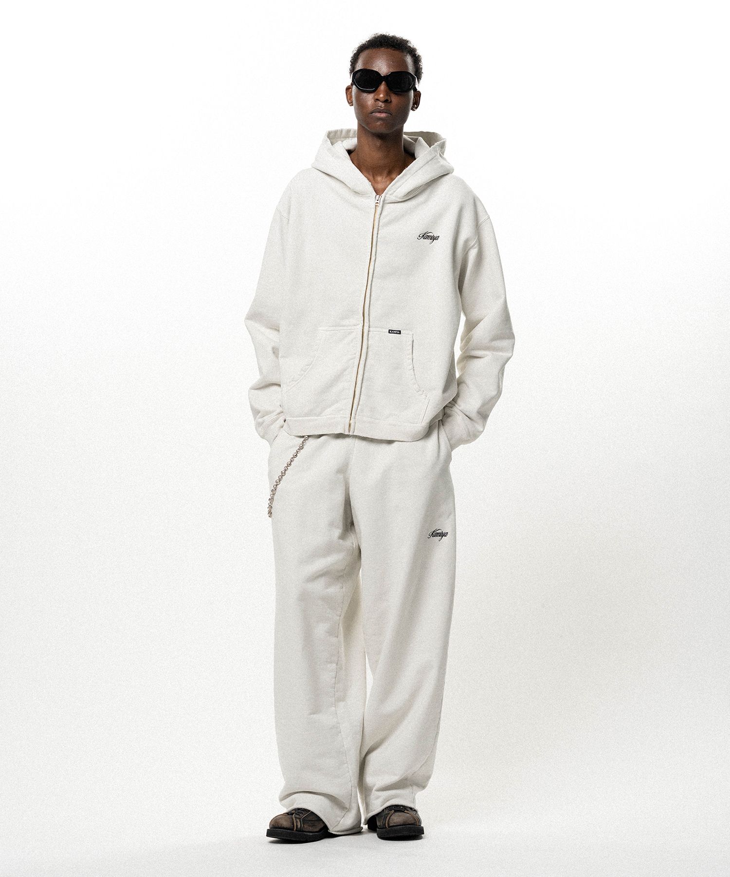 Embroidered Wide Sweat Pants