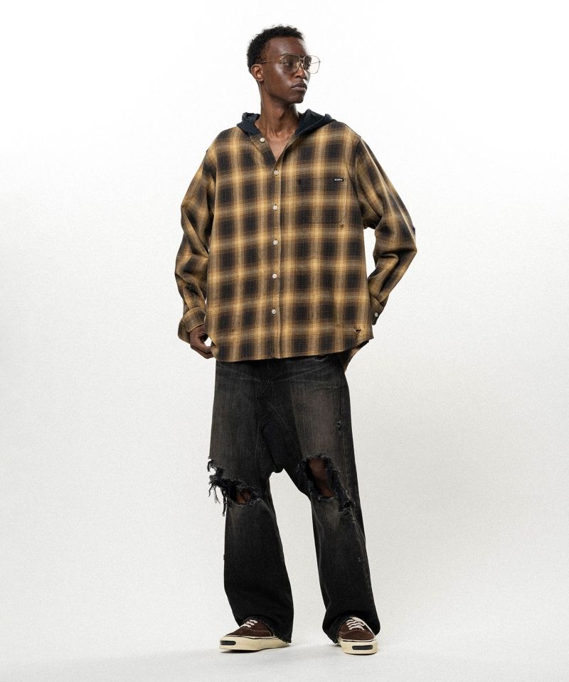 OG Check Sun-Faded Hooded Shirt