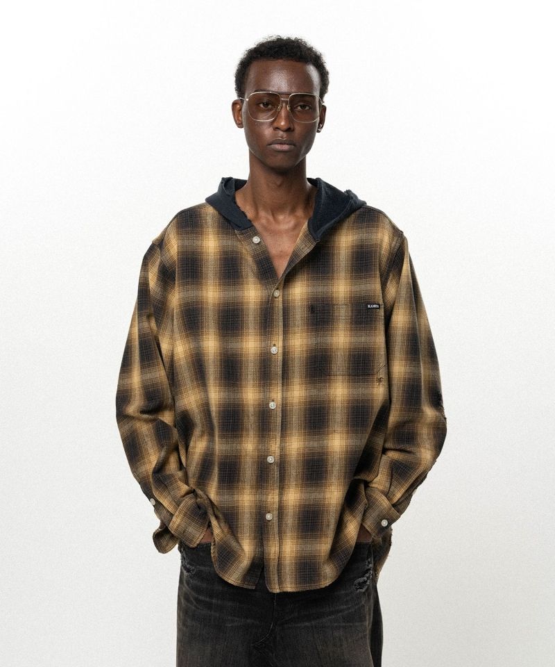 OG Check Sun-Faded Hooded Shirt