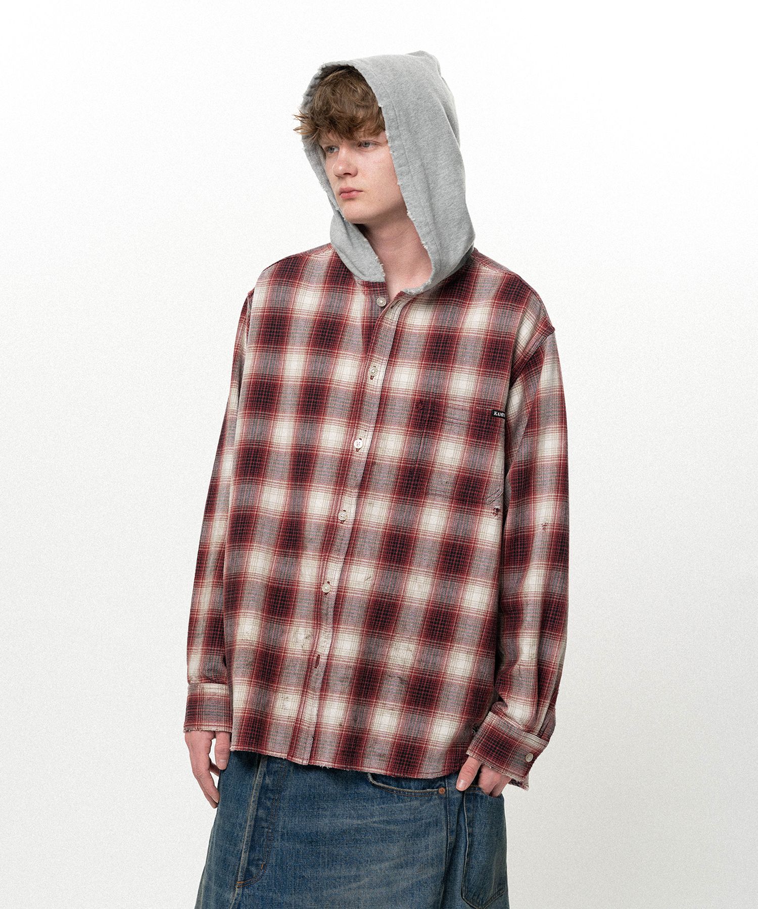 OG Check Sun-Faded Hooded Shirt