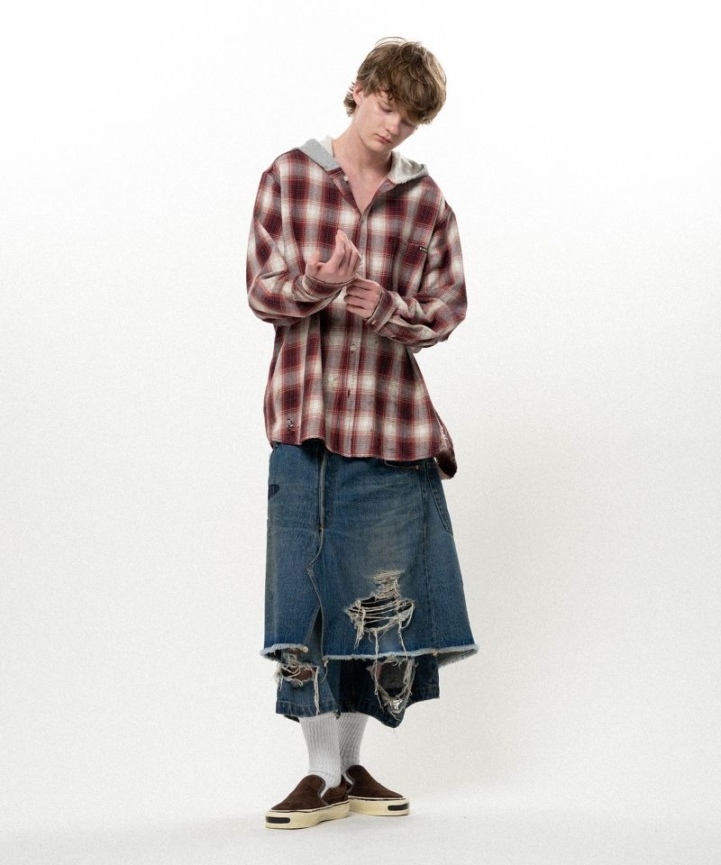OG Check Sun-Faded Hooded Shirt