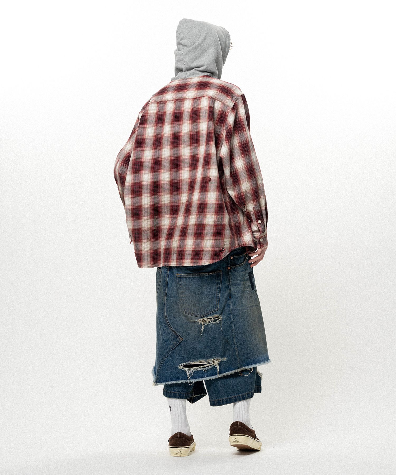 OG Check Sun-Faded Hooded Shirt