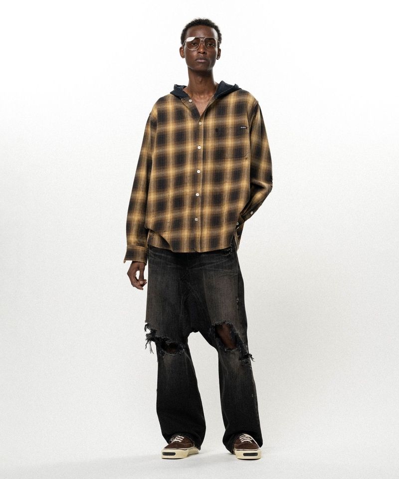 OG Check Sun-Faded Hooded Shirt
