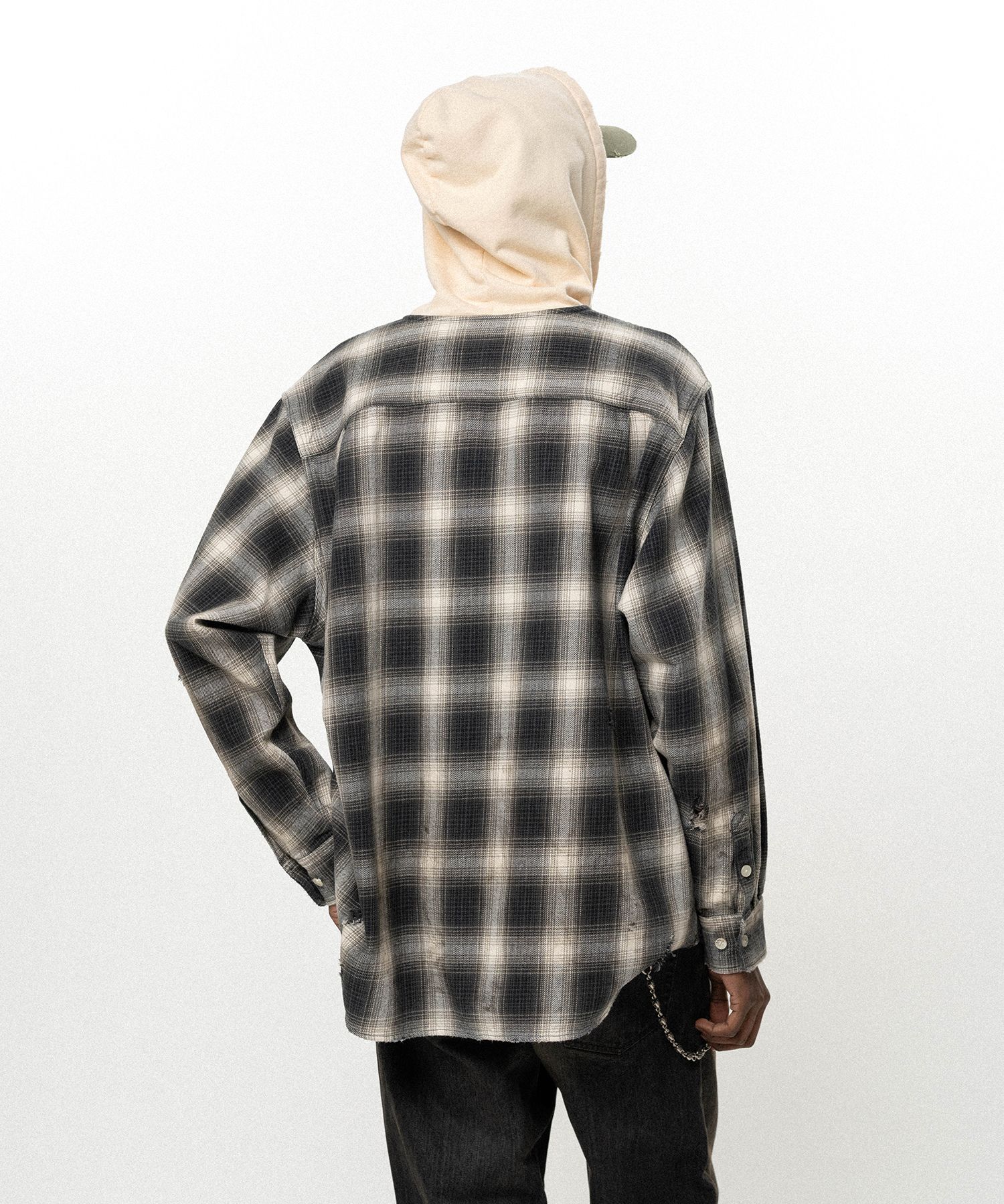 OG Check Sun-Faded Hooded Shirt