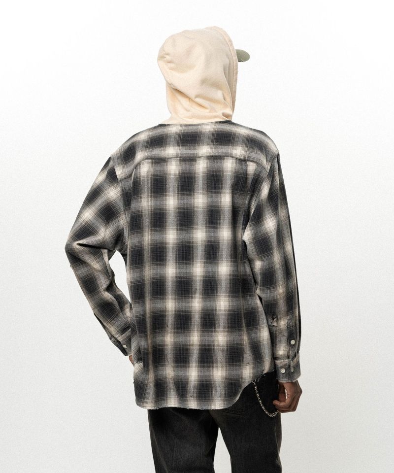 OG Check Sun-Faded Hooded Shirt