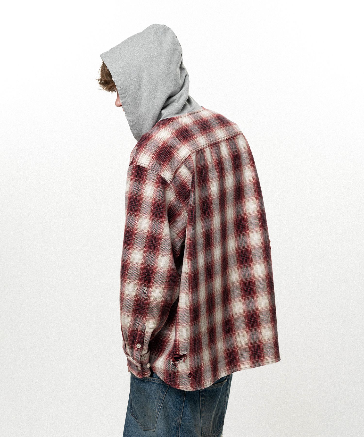 OG Check Sun-Faded Hooded Shirt