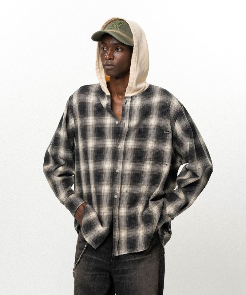 OG Check Sun-Faded Hooded Shirt